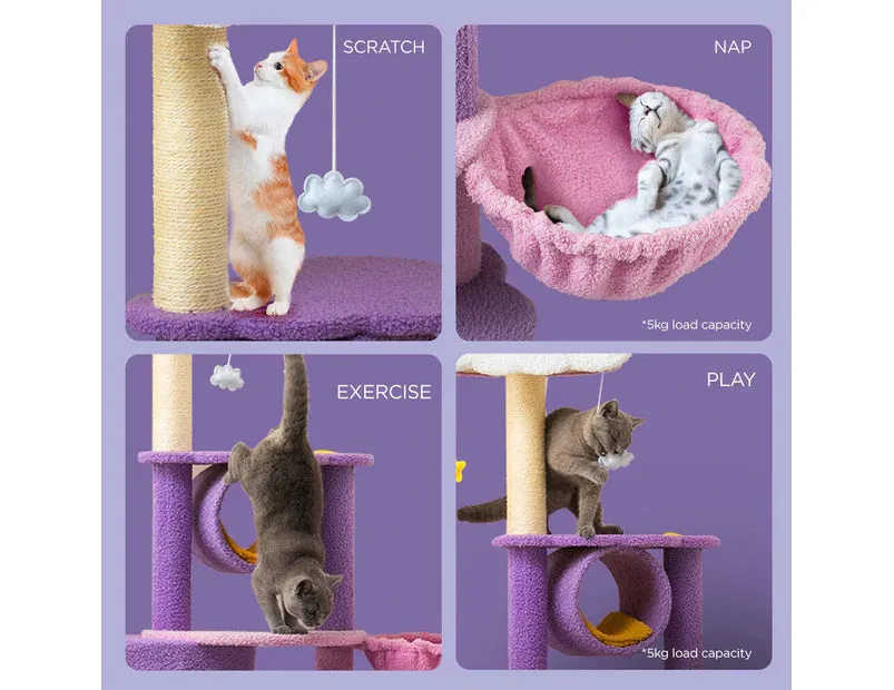 1.5m Cat Tree Scratching Post and Adventure Cat Tower - Star and Moon