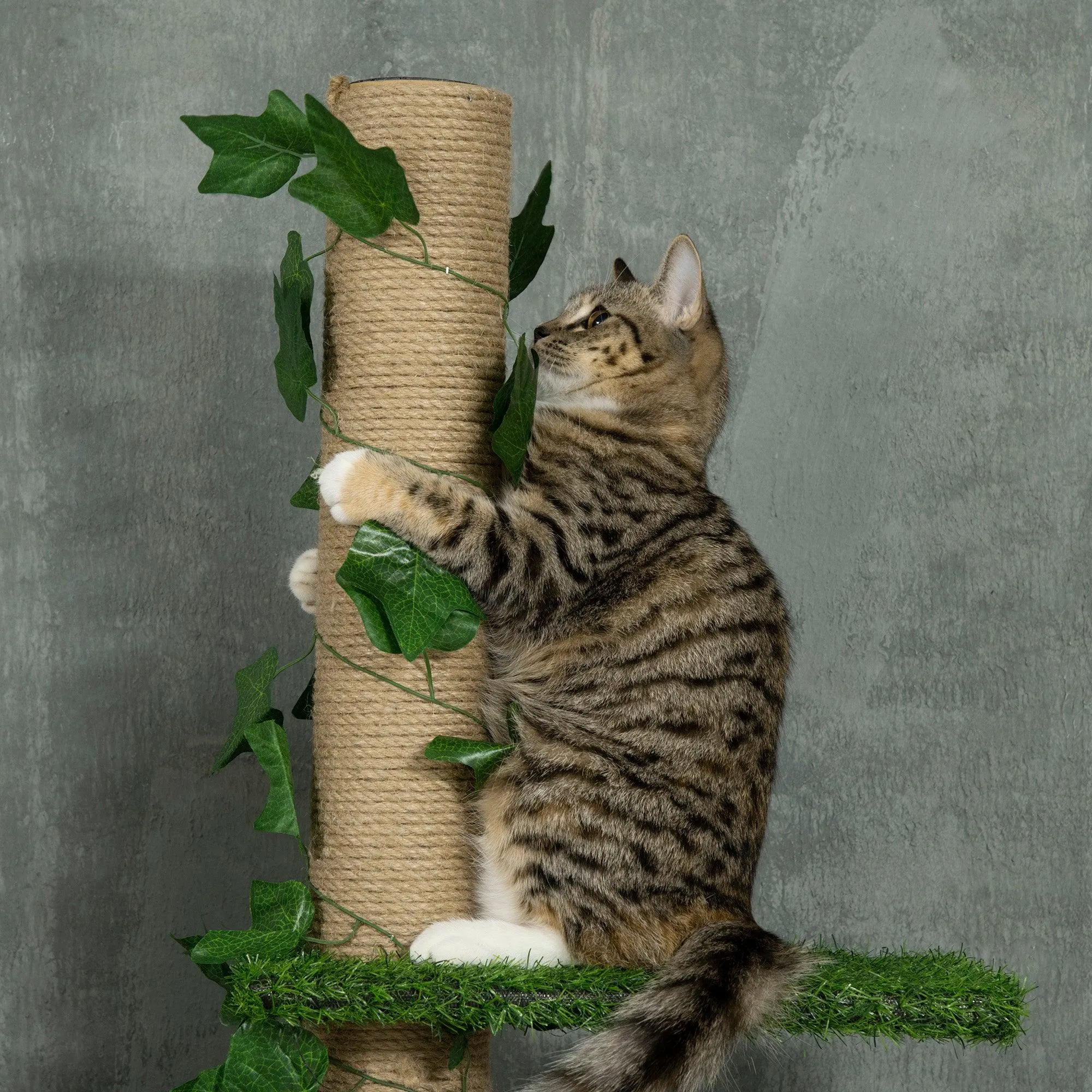 Adjustable Floor-to-Ceiling Cat Tower, Green
