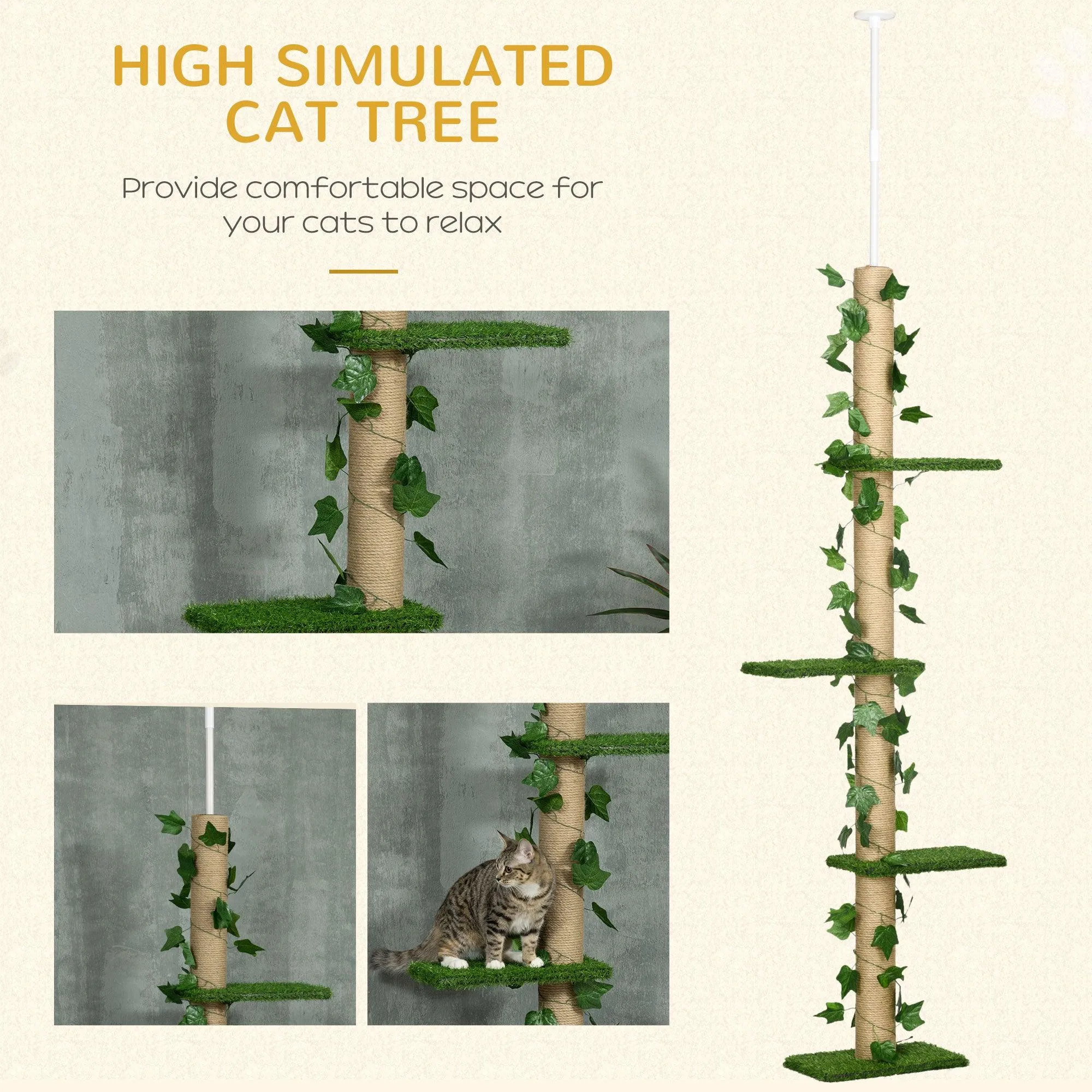 Adjustable Floor-to-Ceiling Cat Tower, Green