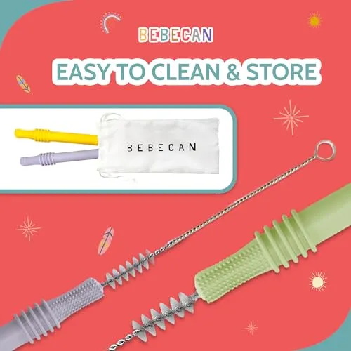 BEBECAN Teething Sticks for Babies 0-36 Months - Super Soft Silicone Teethers in 6 Vibrant Colors, Infant Teething Relief, Multicolored Teething Tubes Baby Gift Teethers