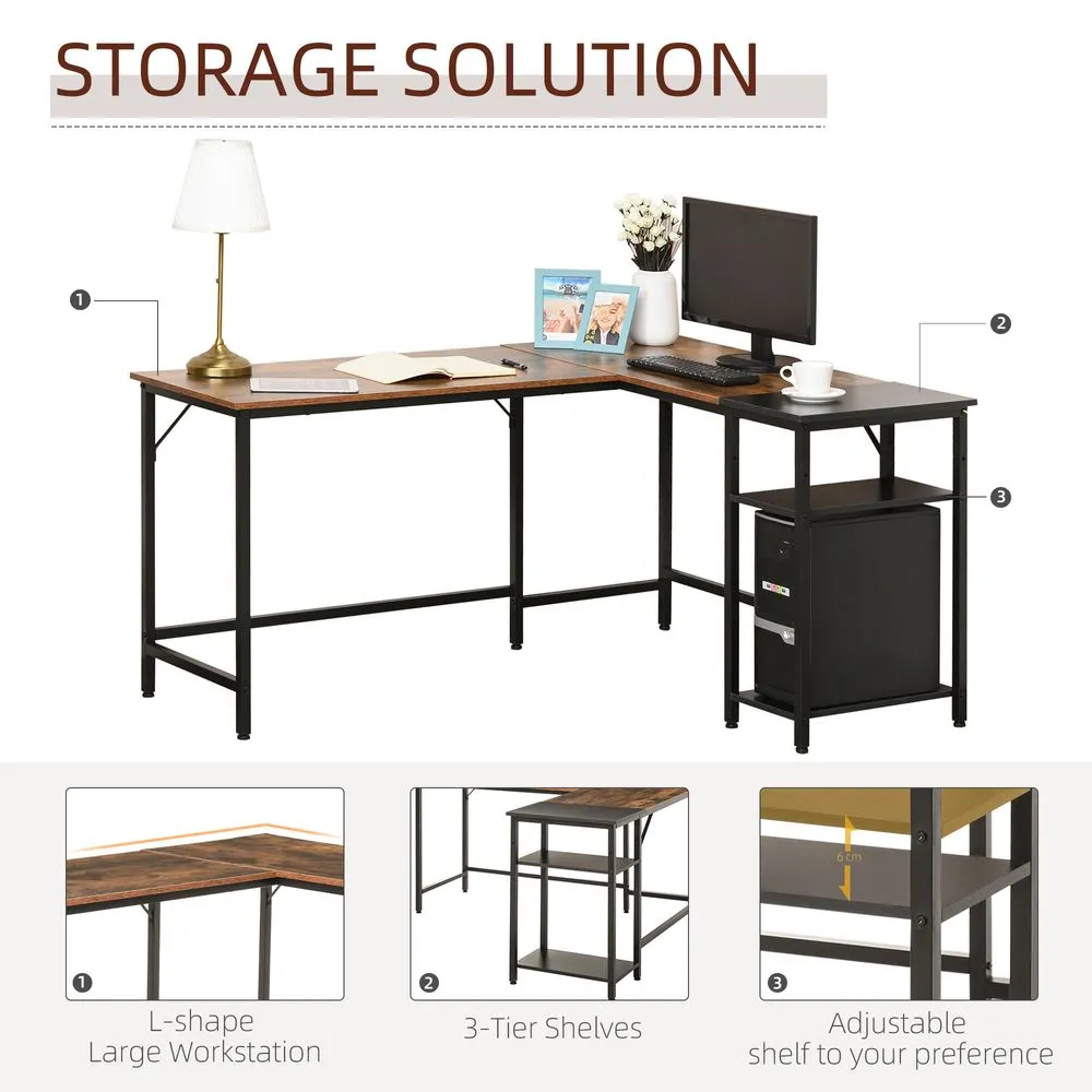 Computer Desk with Adjustable Storage Shelf Compact Gaming Workstation