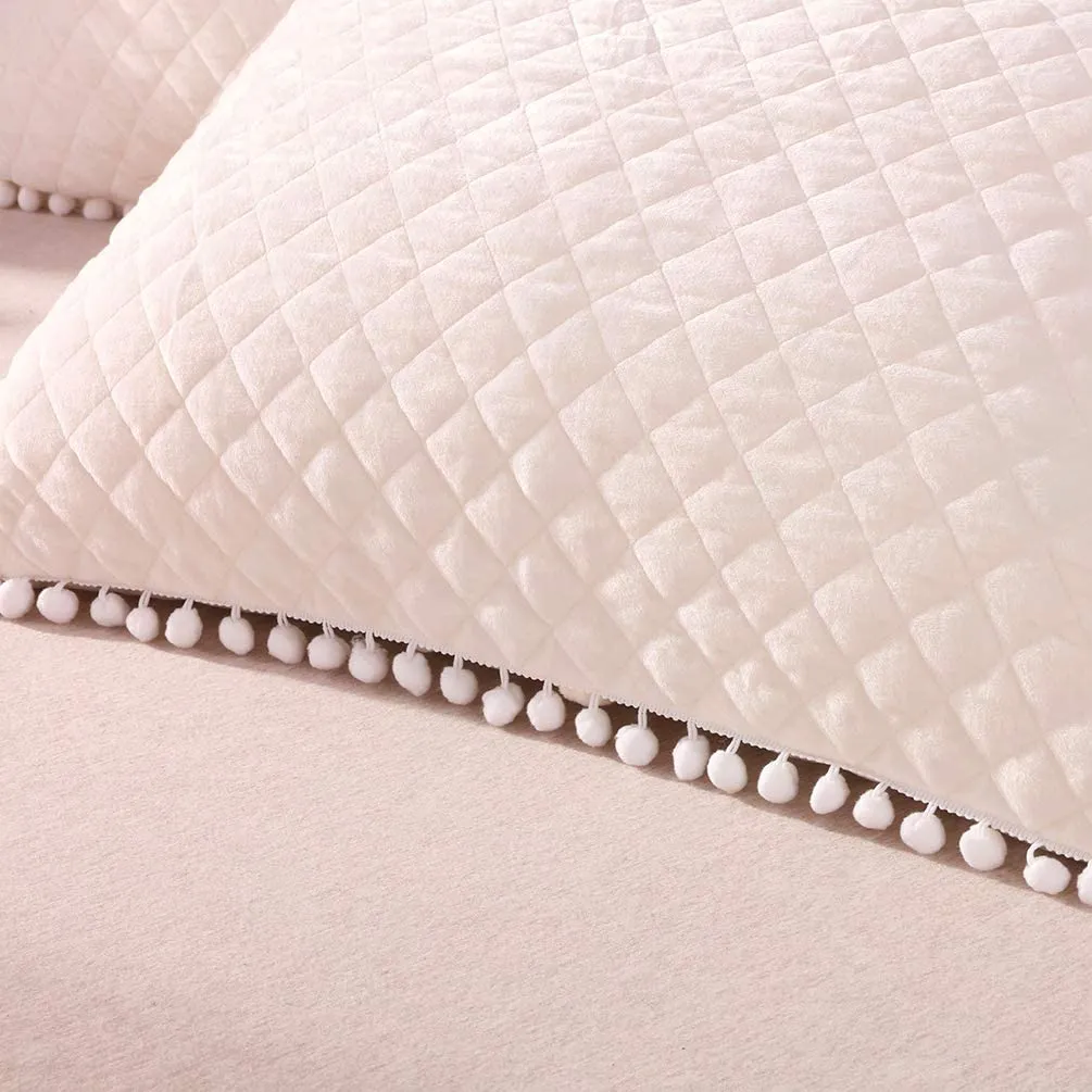 Diamond Beige Pom Pom Pillows