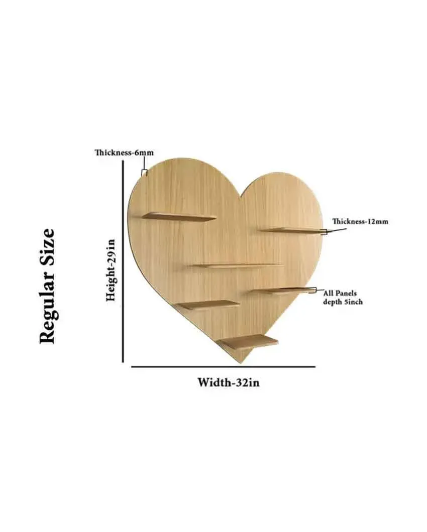 Heart Backlit Designer Wooden Wall Shelf | 29 x 32 inches