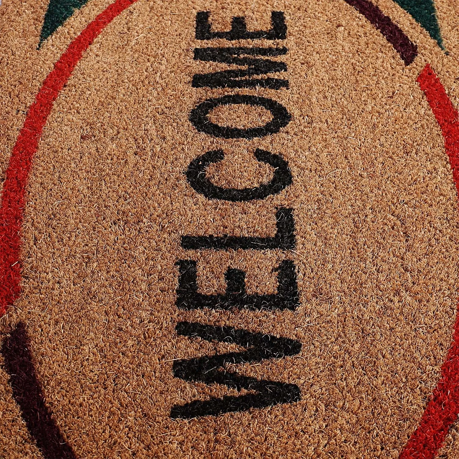 Heart Home Door Mat|Polyethylene Durable & Anti-Slip Natural Oval Welcome Print Floor Mat|Rug for Indoor or Outdoor, 30x20 Inch, Pack of 2 (Brown)
