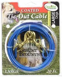 Leather Brothers 164CT20-BL Tie-Out Cable Vinyl Coated, Blue - 20 ft.