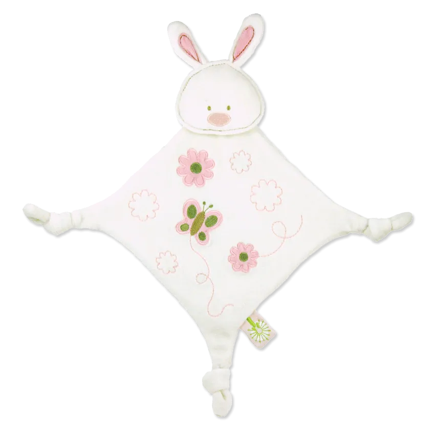 Organic Pink Bunny Teething Blanket