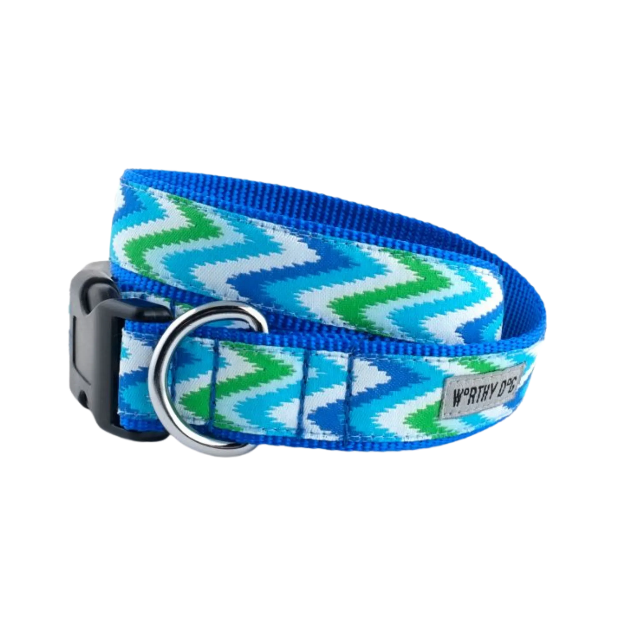 The Worthy Dog Static Chevron Blue Dog Collar
