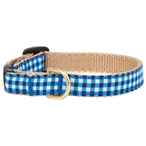 Up Country Navy Gingham Dog Collar