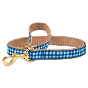 Up Country Navy Gingham Dog Lead