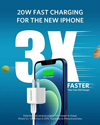 USB C Charger, Anker Nano Charger PIQ 3.0 Durable Compact Fast Charger, PowerPort III for iPhone 12/12 Mini/12 Pro/12 Pro Max/11, Galaxy, Pixel 4/3, iPad Pro (Cable Not Included)