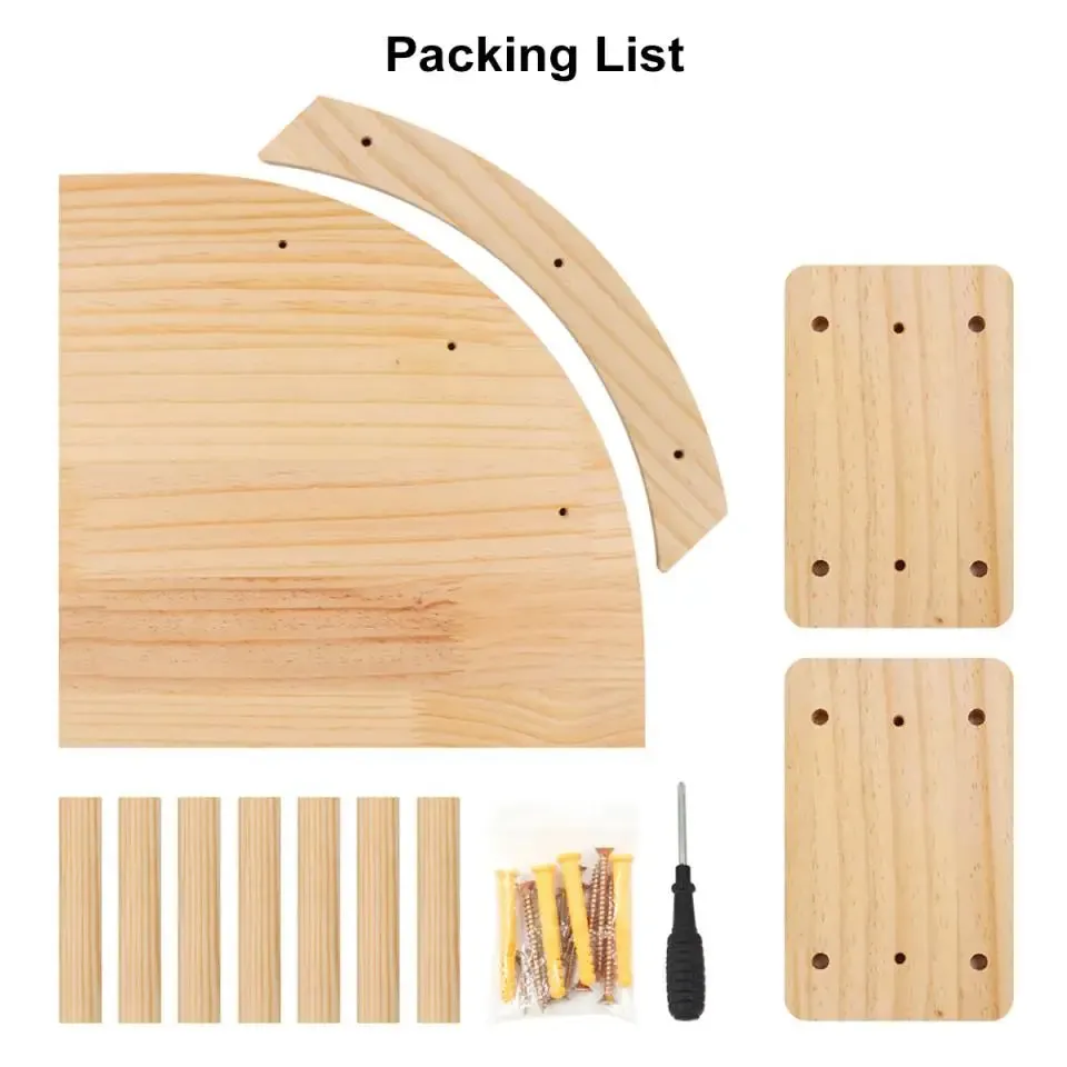 Wall-Mounted Wooden Cat Climbing Shelves - Four-Step Stair with Hammock
